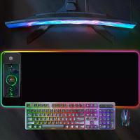 ราคา Wireless Charging RGB Luminous Mouse Pad Extra Large 15W Black Rainbow Luminous Computer Office Gaming Desk Pad (1734080383611602489)
