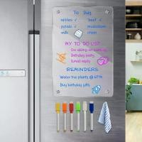 ราคา 8"x12" Acrylic Magnetic Dry Erase Board for Fridge, Clear Acrylic Magnet Calendar for Refrigerator,Includes 6 Dry Erase Markers(Clear Blank) (1733771073794114860)