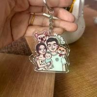 ราคา Photo keychain fridge magnet, couple cartoon design hand-drawn illustration, couple gift (1734365939095536811)