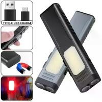 ราคา Type-c Rechargeable Edc Flashlight Torch Back Clip Portable Flashlight 4modes Red Blue Warming Light Magnet Led Flashlight Fishing (1733442949733778495)