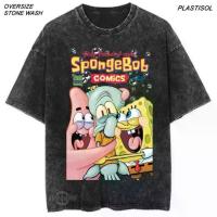 ราคา เสื้อยืด Oversize Stone Wash SPONGE BOB COMICS เสื้อยืดวงล้าง plastisol วินเทจ (1733923812645897810)