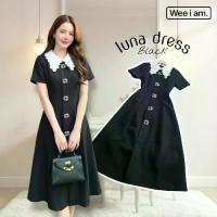 ราคา " WEE " ORANGE Juice JC364 ชุดเดรสสีดำ คอปกลูกไม้ขาว แต่งกระดุมเพชร ชุดดำ (1734443347099616312)