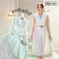 ราคา ((พร้อมส่ง)) ORANGE Juice JC349 ชุดเซ็ท3ชิ้น เสื้อแขนล้ำลายจุดpolkadot+กระโปรงยาว+เข็มขัดดอกไม้ สีขาวดำ (1732990351384216632)