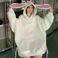 ราคา เสื้อมีฮู้ดผู้หญิง เสื้อกันหนาว ผ้าสำลีแบบสวม หูกระต่าย น่ารัก ผ้านิ่ม สวมใส่สบาย สไตส์เกาหลี (1734049473224673037)