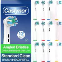 ราคา Replacement Heads Compatible with Oral B Braun Pro 100, 500, 1000, Vitality, Smart, Genius, Cross Bristles for Deeper Plaque Removal, Pack of 12 Electric Toothbrush Heads Refills, White (1734700515160