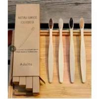 ราคา [TK ขายร้อน] แปรงสีฟันไม้ไผ่ Organic 4 ชิ้น Bamboo Toothbrush Mahasamutr with Bamboo Charcoal Brustle Biodegradable (1733471826708563407)