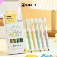 ราคา M&G LIFE Press-to-use Highlighter Set ชุดปากกาไฮไลท์แบบกดใช้ เครื่องเขียนสำหรับนักเรียนและอุปกรณ์สำนักงาน (5 สี) (1734632296505509812)