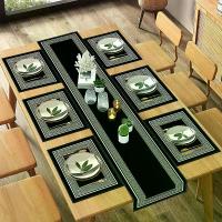 ราคา 5pcs Linen Sets/7pcs Linen Sets Table Scarves and Table Flags, Geometric Greek Key Design Tablecloth, Black Rectangular Table Decorations, Seasonal Kitchen Table Decorations, Sui (1734620824666474278)