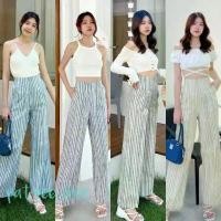 ราคา ผ้าลินินLinen trouser ⚓กางเกงเอวสูงขากระบอกกลาง ผ้าลินินผสมฝ้าย ทอลายริ้วสีทู-โทน ไม่มีขอบเอว เนื้อผ้าเบา สวมใส่สบาย มี4สี/4ไซส์ (1734432539794375763)