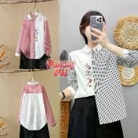 ราคา Peachy pieเสื้อเชิ้ตผู้หญิงแขนยาวสีขาวลายทางแนวตั้งหลวมๆ ผ้าฝ้ายลายปักกระต่ายน่ารักสีสันสดใสและมีสไตล์W664 (1733182623522391552)