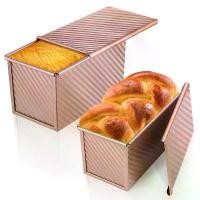 ราคา 2 Pcs 1/0.5 Lb Dough Capacity Pullman Loaf Pan with Lid Bread Toast Box Carbon Steel Corrugated Bread Loaf Pan for Bakeware Bread Toast Oven Baking (1734539938790868193)