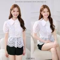 ราคา Elara Balloon Sleeves Blouse in White Floral Eyelet Lace เสื้อลูกไม้ฉลุสีขาวแขนตุ๊กตา (1733116572129527341)