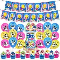 ราคา Baby Theme Shark Party Decoration Set Kids Baby Birthday Gifts Party Needs Banner Baby Shark Cake Topper Balloon Supplies (1734097514133423977)