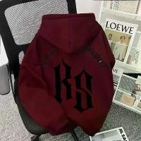 ราคา Heavyweight Fleece Sweatshirt for Men, American Style Trendy Brand, Letter Print, Wine Red Hooded Sweatshirt, Autumn Winter Design, Niche Style (1734101124464411654)