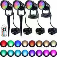 ราคา 220V 10W RGB LED spotlight, color changing, with remote control, waterproof, with plug, for garden decoration. (1733540793953911847)