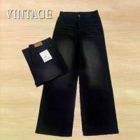 ราคา [COD] Vintage Model 8801, Long Jeans, Straight Fit, High Waist, Straight Fit, Bleached Black, Faded Leg Decoration, Straight Leg Jeans. (1734403221758576339)