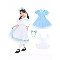 ราคา Alice in Wonderland Maid Costume Blue and White Series Girls Cosplay Costume Birthday Princess Dress with Headband (1733466285806093675)