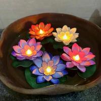 ราคา 10cm relief, glowing lotus, ward off misfortune, river god, floating, by the river, candle prayer, blessing LED water display, sensor, lotus flower, lantern, multicolored (1733628342446098105)