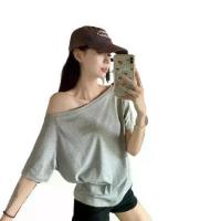 ราคา 2025 Summer New Solid Color Off-Shoulder Blouse Women's One-Shoulder Loose Slim Fit Versatile Top (1733879375432811638)