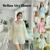 ราคา Melina Airy Blouse อก28-38 เสื้อคอวีแขนพองแต่งกระดุมหน้าผ้าบางเบาใส่สบายทรงยาวใส่พรางหุ่น งานป้าย MY TOP (1734583286451635224)