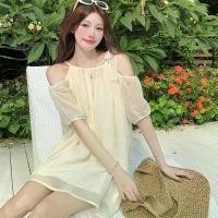 ราคา New Plus Size Wome's Loose Sweet Niche Off-Shoulder Dress Mid-Legth Jacquard Chiffo Blouse (1734293420759942186)