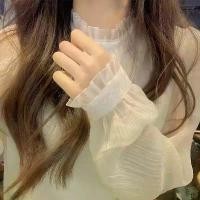 ราคา 2024 Lace Stand Collar Lace Trim Unique Design Niche Mesh Chiffon Blouse Long Sleeve White Shirt (1733734327232857463)
