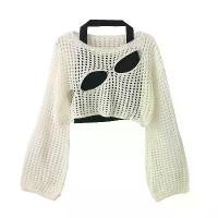 ราคา Short Cutout Blouse Two-Piece Women's Autumn New Sweet and Spicy Style Halter Spaghetti Straps Loose Thin Sweater Top (1733705154636973354)