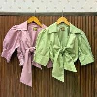 ราคา ADDEGG เสื้อครอปผูกโบว์ (Tie-Front Crop Blouse) (1732586783319295482)