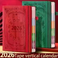 ราคา 2026 New 12 Zodiac Calendar Planner Notebook, Self-Discipline Punch Card Notebook, 400 Pages PU Leather Hard Cover, Flat Open Design, Planner, Business Diary, Unisex Planner for (1733846954153838502)