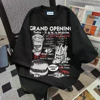 ราคา Shop Hot-Selling New Arrival Couple American Fries Hamburger Short Sleeve Men's and Women's Loose Trendy Top T-shirt (1733106552434493262)