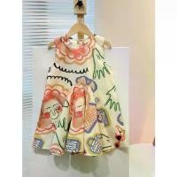 ราคา 2026 Summer Girls Sleeveless Dress New Korean Style Graffiti Dress Toddler Printed Dyeing Painting Tank Dress (1734290311404225574)