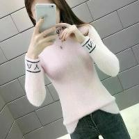 ราคา ผู้หญิงเสื้อคอเต่าครึ่งตัว สีดำ เสื้อสเวตเตอร์ถักสีพื้นจากขนแกะมิงค์สำหรับผู้หญิง เสื้อเข้าชุดใหม่สำหรับฤดูใบไม้ร่วงและฤดูหนาว เสื้อ กั๊ก คริสต์มาส แขน ยาว ยูนิโคล่ หญิง pomelo fashion (17336241546515