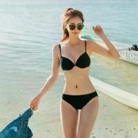 ราคา Women's Summer Two-Piece Sexy Push-Up Hot Spring Swimsuit Black Three-Point High-Waist Bikini Model Exam Swimsuit (1733532986273990255)