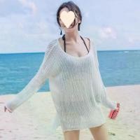 ราคา Real Shot Beach Vacation Long Sleeve Sexy Bikini Cover-Up Swimsuit Hollow Out Sunscreen Beachwear Women's Swimsuit Outerwear (1734213719089841598)
