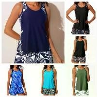 ราคา 2025 European and American New Solid Color Two-Piece Swimsuit Sexy Slim Fit Printed Tankini (1733470347339793521)