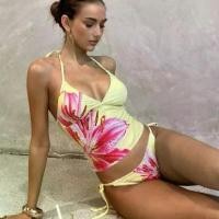 ราคา 2025 New European and American Fashion Positioning Printed Tankini Lace-up Women's Two-piece Swimsuit Swimwear (1733462287810921585)