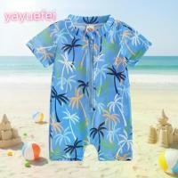 ราคา Baby Boy Rash Guard Swimsuit Cute Print Short Sleeve Zip Front Bathing Suit Swimwear (1733955349428536762)