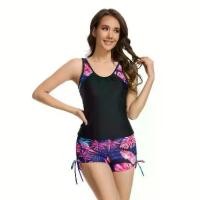 ราคา 20252025 New European and American Style Vest-Style Conservative Tankini Swimsuit with Boxer Shorts Printed Swimwear (1733462301013477012)
