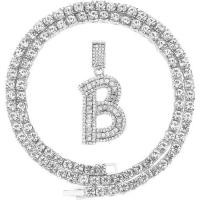 ราคา สร้อยคอ HH Bling สีเงินทองประดับเพชรแบบ Baguette พร้อมจี้ตัวอักษรภาษาอังกฤษสำหรับผู้ชายและผู้หญิง, จี้ตัวอักษรใหญ่ประดับเพชร CZ A-Z พร้อมสายสร้อยแบบเชือก (1734673666349762065)