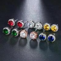 ราคา Simulated Moissanite Earrings Fashion Sparkling Round Zircon Stud Earrings for Women Three Carat Round Baguette Earrings (1733295752396244543)
