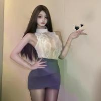 ราคา <hidden name="">Ladies New Pure Desire Style Underwear Secretary Hollow out Lace Package Hip Skirt Uniform Adult Lady like Woman Secretary Role Play Suit Women's Tools to Meet Needs</hidden> (17337839