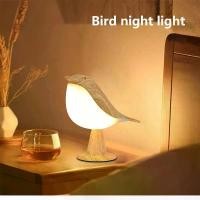 ราคา A cute little bird LED table lamp, a three-level adjustable bedside lamp, an artistic rechargeable touch-control night light, a magpie bird night light (maple leaf color) holiday gift (173466872508399