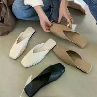 ราคา Large Size Closed-Toe Slippers for Women, Summer Flat Sandals, Square-Toe Mules, Wholesale Beach Half Slippers (1733545926688343361)