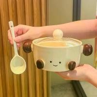 ราคา Double-Eared Soup Bowl Cute Cartoon Instant Noodle Bowl with Lid 2025 New High-Value Snail Noodle Bowl Microwave Soup Noodle Bowl (1733222566105679262)