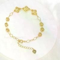 ราคา สร้อยข้อมือเงินแท้92.5%Italy ชุบทอง18k ลายฉลุ ดอกพิกุล ขนาด9/6 mm. (1731759021456327690)