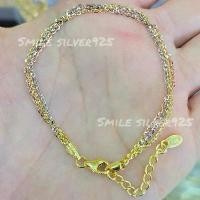 ราคา สร้อยข้อมือเงินแท้ 92.5% Italy ชุบ3กษัตริย์ ลายโซ่3สาย (1732999772972549130)