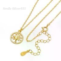 ราคา สร้อยคอเงินแท้92.5%Italyชุบทอง18k ลายโซ่จิ๋ว ขนาด1mm.+จี้ Tree Of Life CZ จี้ขนาด12mm. (1731909725874914314)