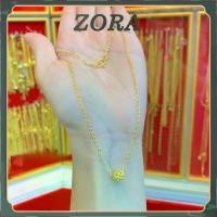 ราคา 18K Italy gold-plated (au750)necklace with a round pendant/pendant embellished with gemstones. (1734217457177036507)