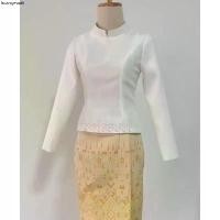 ราคา ที่นิยมมากที่สุด เสื้อบรมพิมาน ชุดไทยประยุกต์ออกงานสีขาว ชุดไทย By missuri(มิสซูริ) (1732979270297617947)