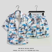 ราคา เสื้อเชิ้ตลายดอกแขนสั้นสไตล์ฮ่องกงสำหรับผู้ชาย ชุดฮาวาย ชุดไทย ชุดชายหาดสำหรับคู่รักที่ไปเที่ยวทะเลซานย่า (1734693597140453194)
